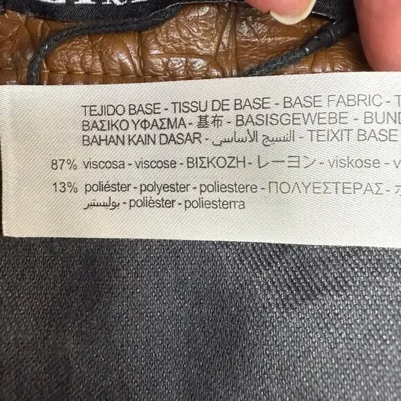 Zara Skirt Women's XS Brown Croc Embossed Vegan Leather Suspenders Miniskirt - Picture 6 of 10